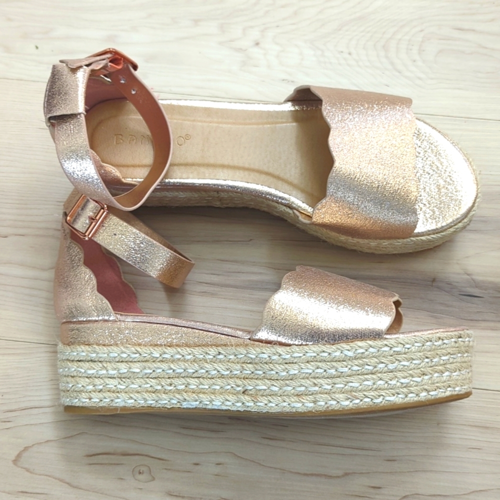 Rose Gold Platform Espadrilles 7.5 NWOT